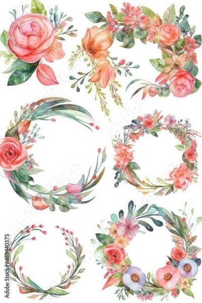 Fototapeta set of floral elements