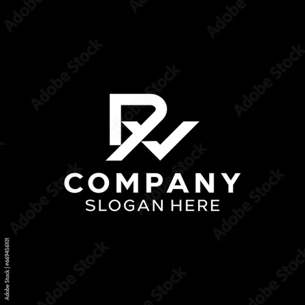 Fototapeta Letter VR RV Simple Monogram Logo