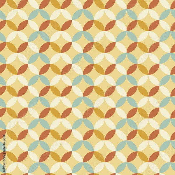 Fototapeta グリーンとイエローのシームレスな七宝模様パターン