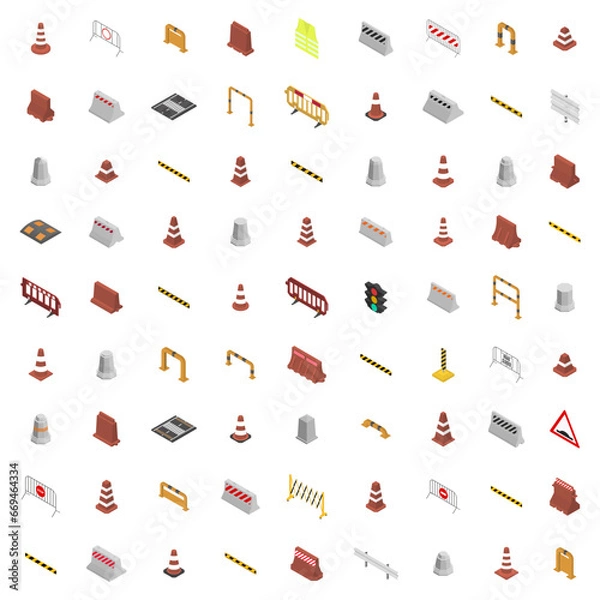 Obraz Under construction design elements in 3D, vector illustration.
