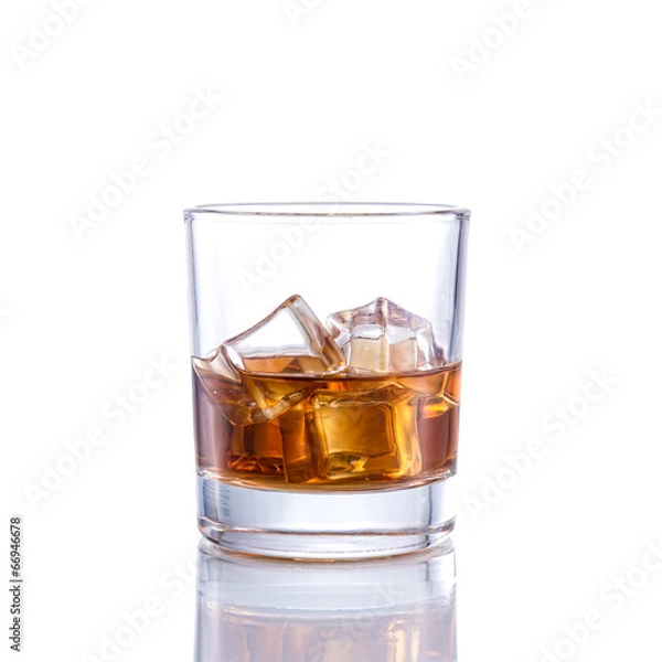 Fototapeta Whiskey old fashioned on isolated white