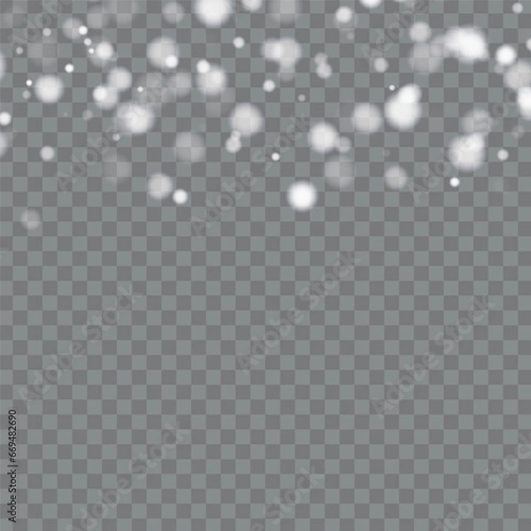 Fototapeta Falling Snow Overlay Background. Snowfall Winter Christmas Background. Vector Illustration.