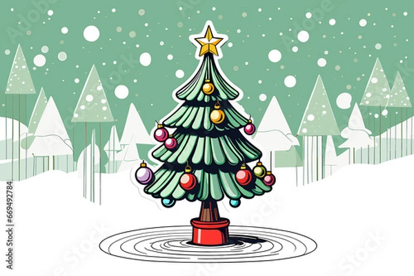 Obraz snowy christmas tree