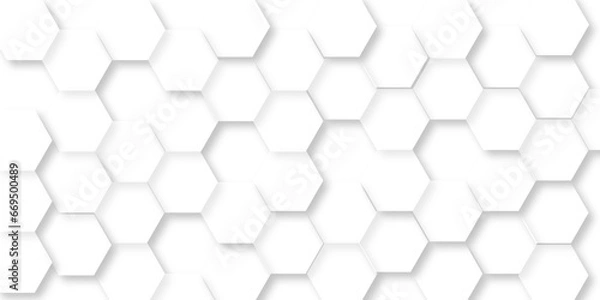 Fototapeta Seamless creative geometric Pattern of white hexagon white abstract hexagon wallpaper or background. 3D Futuristic abstract honeycomb mosaic white background. white hexagon geometric texture.