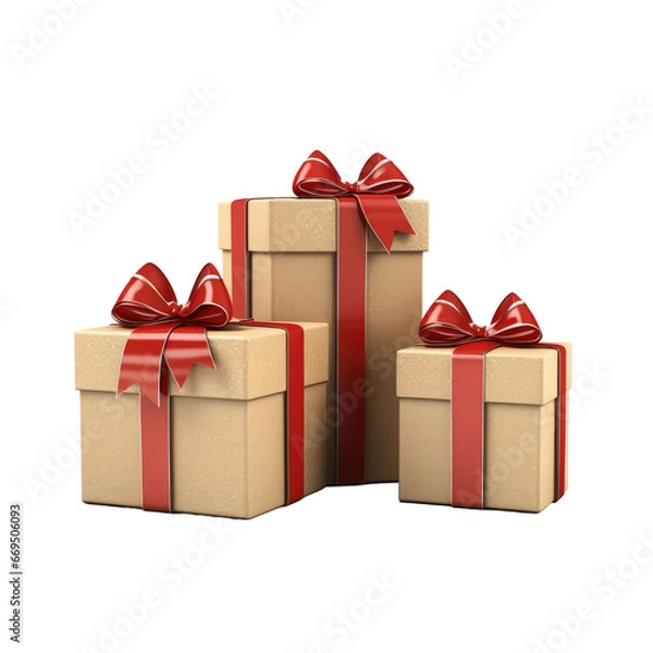 Obraz Gift boxes with the red ribbons on transparent background