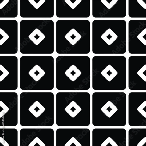 Fototapeta Diamond doodle back and white seamless pattern