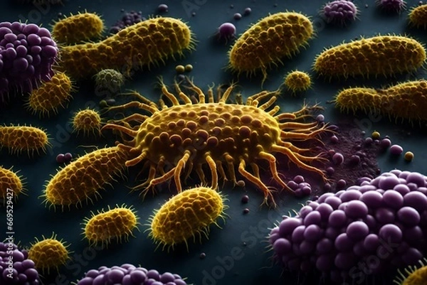 Fototapeta Bacteria and Virus