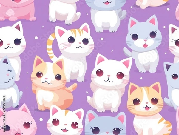 Fototapeta cute cat seamless pattern