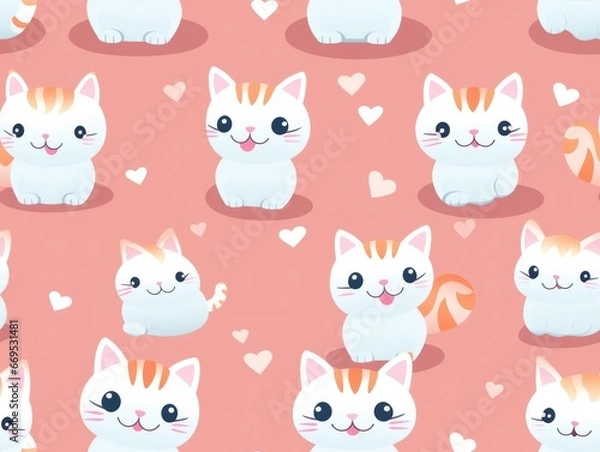 Fototapeta cute cat seamless pattern