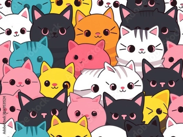 Obraz cute cat seamless pattern
