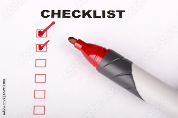 Obraz Checklist on white with marker