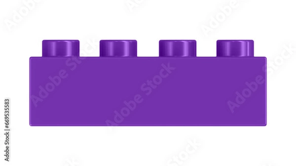 Obraz Grape Bricks Block Isolated on a White Background. Close Up View of a Plastic Children Game Brick for Constructors, Front View. High Quality 3D Rendering with a Work Path. 8K Ultra HD, 7680x4320