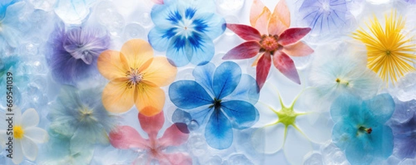 Fototapeta frost colorful flowers background