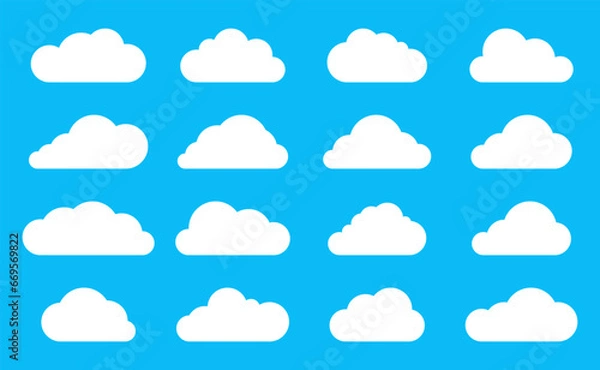 Obraz Cloud vector, Flat clouds style design, Icon vector blue sky, Cartoon isolated