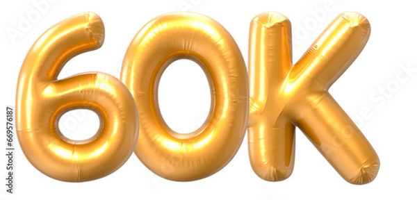 Fototapeta 60K Number Gold 3D Rendering