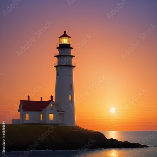 Fototapeta lighthouse at sunset time
