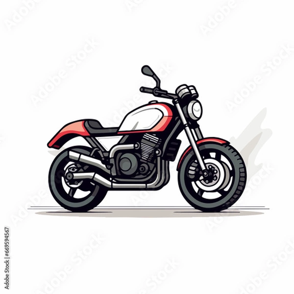 Fototapeta Motorcycle in cartoon, doodle style. 2d vector illustration in logo, icon style. AI Generative