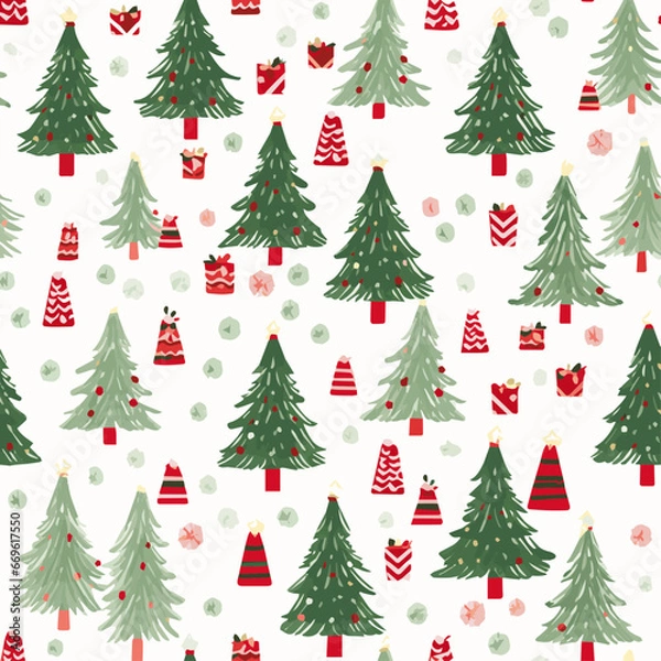 Fototapeta seamless pattern with christmas trees