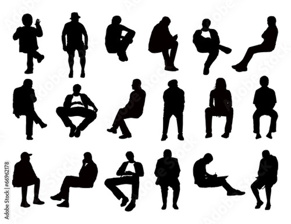 Obraz big set of men seated silhouettes
