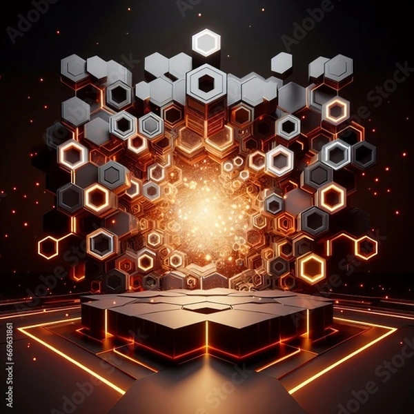 Fototapeta An abstract technical background image using random colors and geometrical shapes