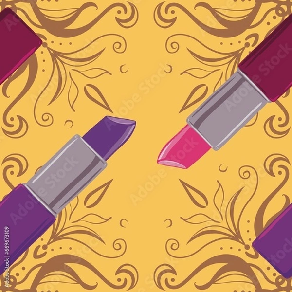 Fototapeta Repeating ornament pattern lipsticks
