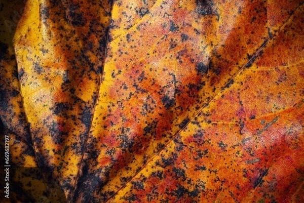 Fototapeta abstract detail of an autumn leaf of a tree
