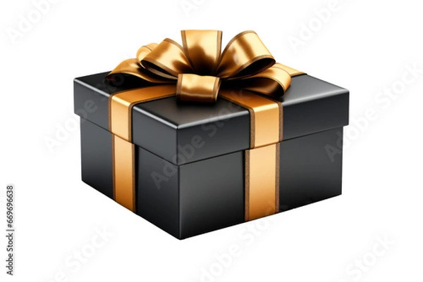 Obraz Golden Elegance Decorative black Gift Box with Bow