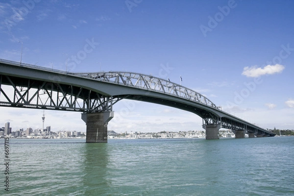 Obraz Auckland New Zealand, Harbour Bridge with City in Background