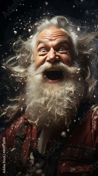 Obraz portrait of a person with a beard, father christmass is mad, generative ai