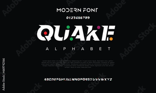 Fototapeta Sports minimal tech font letter set. Luxury vector typeface for company. Modern gaming fonts logo design.