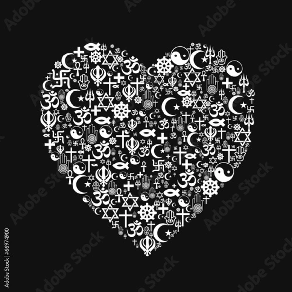 Obraz Religions Heart Shape - Black