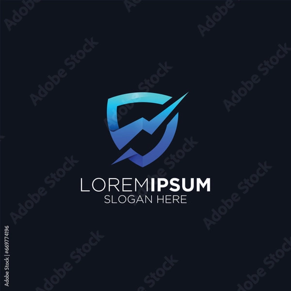 Obraz blue lightning shield technology company logo