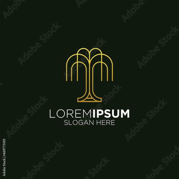 Obraz beautiful gold simple plant logo