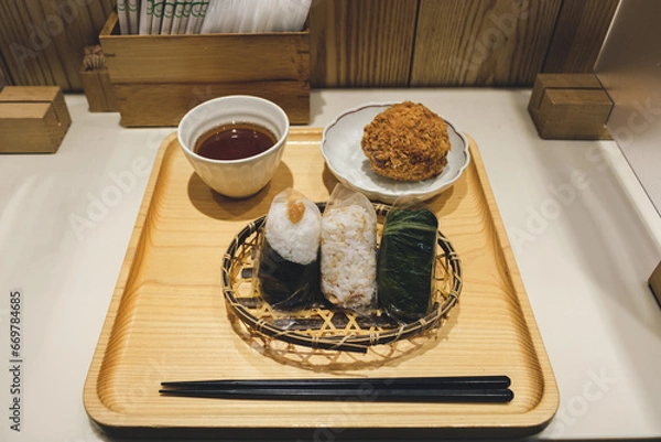 Obraz おにぎり定食