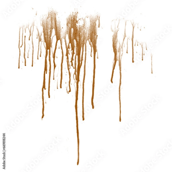 Fototapeta Coffee, chocolate, liquid stains isolated on a transparent background. Royalty high-quality free stock PNG image of Coffee, Tea Stains  spill. Round coffee stain isolated, cafe splash fleck drink, slu