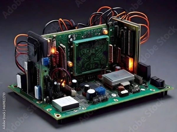 Fototapeta Haunted Circuit Board: Halloween Tech Spectacle Generated by AI