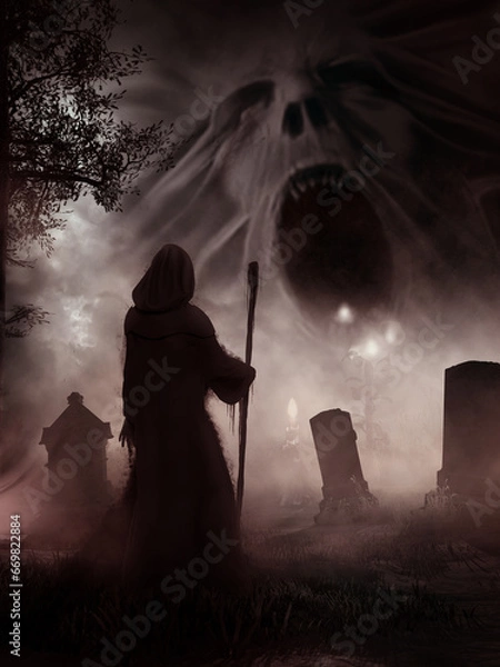 Obraz Meeting on a cemetery