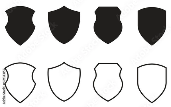 Fototapeta Heraldic shields, security black labels collection
