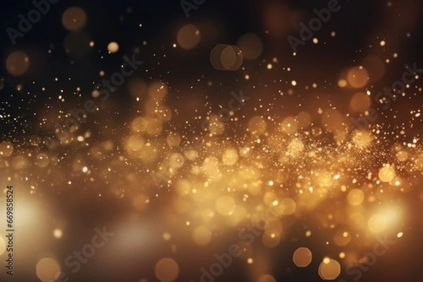 Fototapeta A blurry image of a dark background illuminated with golden lights. Perfect for adding a touch of mystery and elegance to any design.