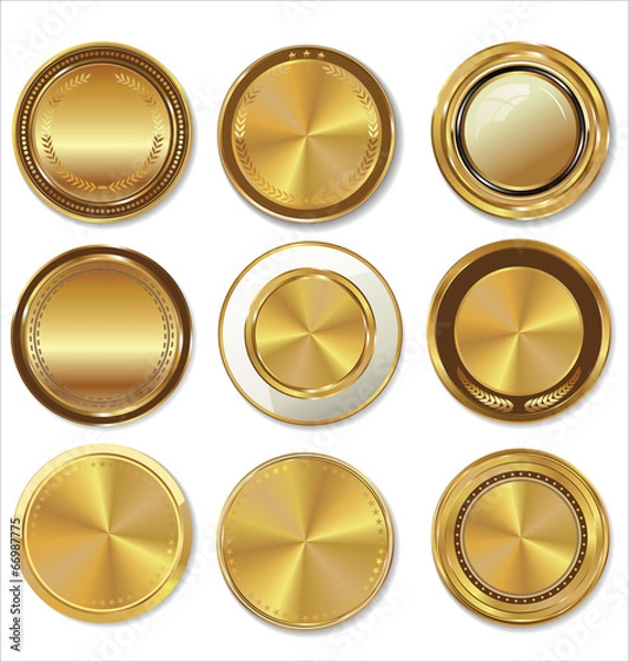 Fototapeta Golden medallion with laurel wreath, collection