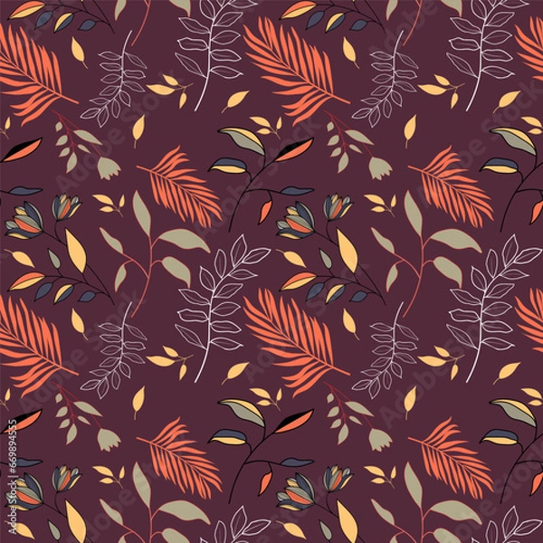 Fototapeta Vector seamless pattern with hand drawn twigs.