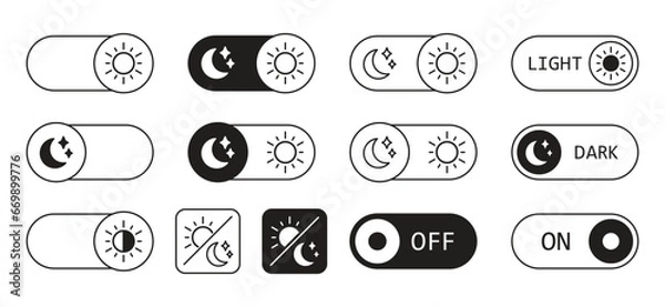 Fototapeta Switch icon vector illustration. Daymode, nightmode on isolated background. Off, on sign concept.