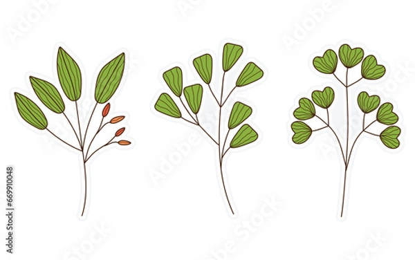 Fototapeta Spring stickers, flowers, floral and leaf stickers for scrapbooking, planner, greeting card and more.