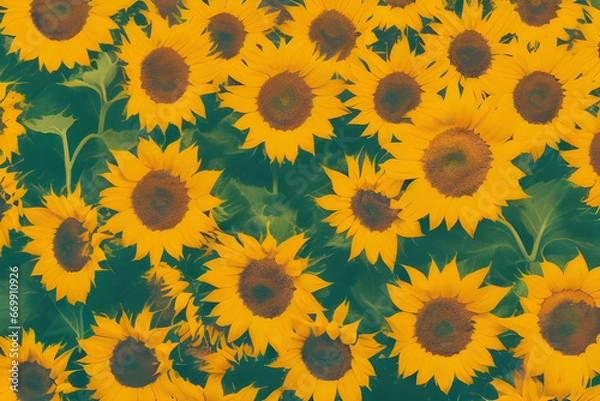 Fototapeta Draw abundant sunflowers.
Generative AI
