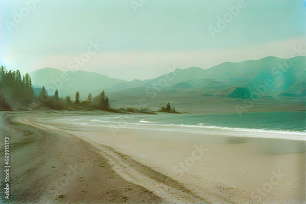 Fototapeta Draw the sea and mountains.
Generative AI