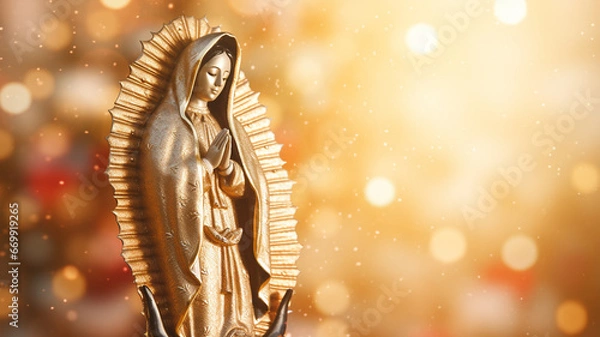 Fototapeta Statue of Saint Mary of Guadalupe (Virgen de Guadalupe) in honor of the celebration of the Mexican holiday of December 12