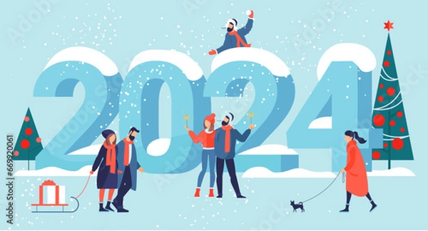 Fototapeta Preparing to meet 2024 new year.