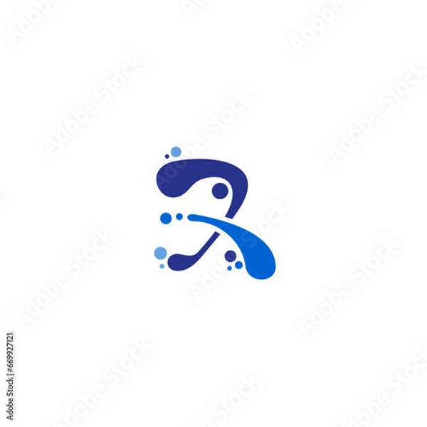Fototapeta R fresh logo template with flat style in blue color