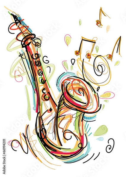 Fototapeta Sketchy Sax