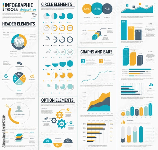 Fototapeta Large infographic vector elements template designers collection